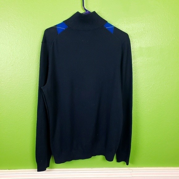 Banana Republic Men's Cotton Cashmere Argyle Pullover Quarter Zip Sweater Medium - Picture 6 of 7